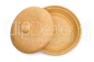 Basketry. Top view of wicker basket with lid