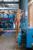 Image of young sexy blonde posing at car wash