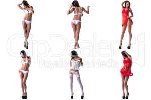 Set of seductive model advertises sexy underwear