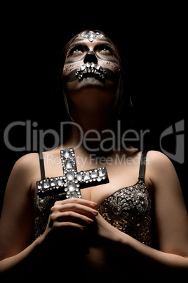 Santa Muerte. Photo of glamorous girl with make-up