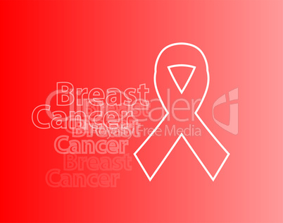 Realistic pink ribbon, breast cancer awareness symbol, on light red background.