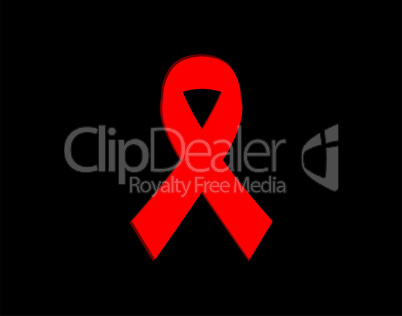 Realistic pink ribbon, breast cancer awareness symbol, on black background.