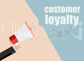 flat design business concept. customer loyalty. Digital marketing business man holding megaphone for website and promotion banners.