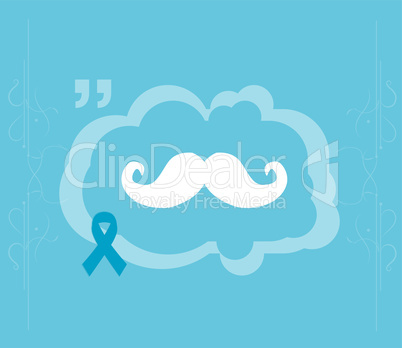 white mustache and blue prostate cancer awareness on blue background