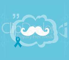 white mustache and blue prostate cancer awareness on blue background