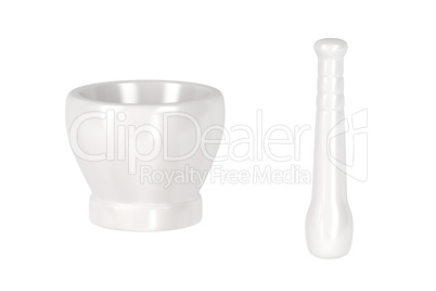 White porcelain mortar with pestle