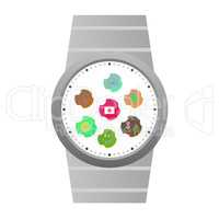 Smart watch with flat icons. isolated on white