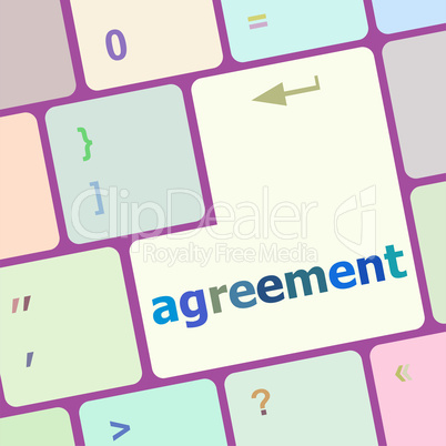 concept of to agreement something, with message on enter key of keyboard