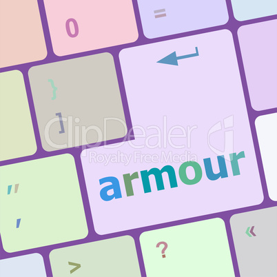 Keyboard with enter button, armour word on it