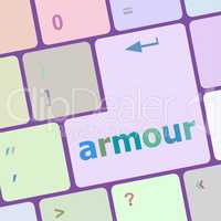 Keyboard with enter button, armour word on it