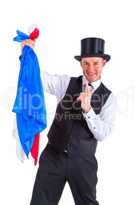 magician with cloth