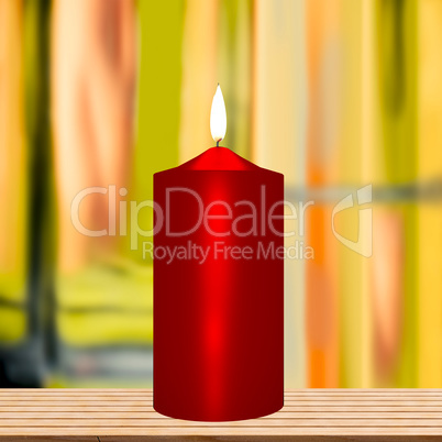 Single burning candle with background, 3d illustration