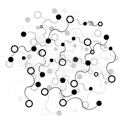 Abstract background. Black connecting dots on white