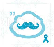 Blue mustache and blue prostate cancer awareness on white background