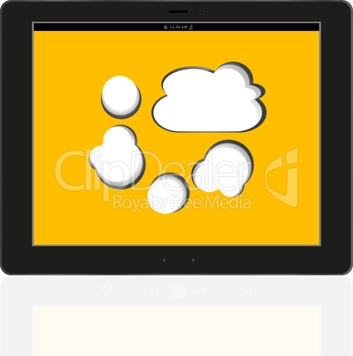 speech bubble on black tablet pc social, network concept