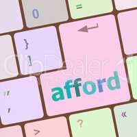 afford word on computer pc keyboard key