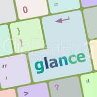 glance word on keyboard key, notebook computer button