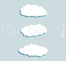 Set of white sky, clouds. Cloud icon, cloud shape. Set of different clouds. Collection of cloud icon, shape, label, symbol. Graphic element. design element for logo, web and print