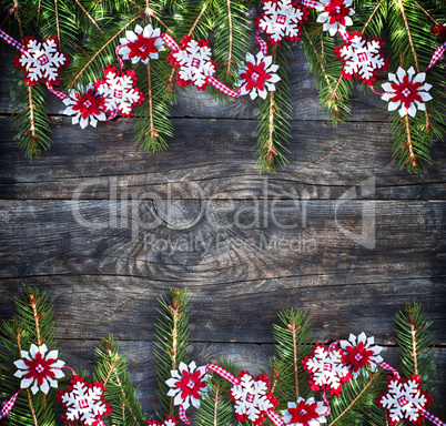 New Year and Christmas background with branch fir