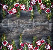 New Year and Christmas background with branch fir