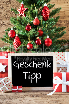 Colorful Christmas Tree, Geschenk Tipp Means Gift Tip