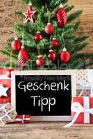 Colorful Christmas Tree, Geschenk Tipp Means Gift Tip