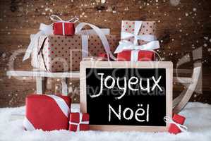 Sleigh With Gifts, Snow, Snowflakes, Joyeux Noel Means Merry Christmas