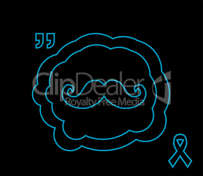 mustache and blue prostate cancer awareness on black background.