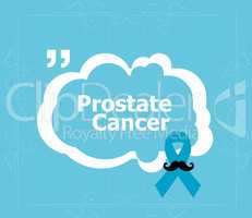 Prostate cancer ribbon awareness on blue background. Light blue ribbon with mustache. Graves Disease