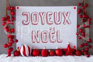 Label, Snow, Balls, Joyeux Noel Means Merry Christmas