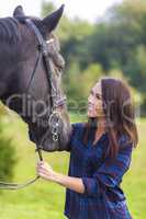 Beautiful Asian Eurasian Girl Woman With Her Horse