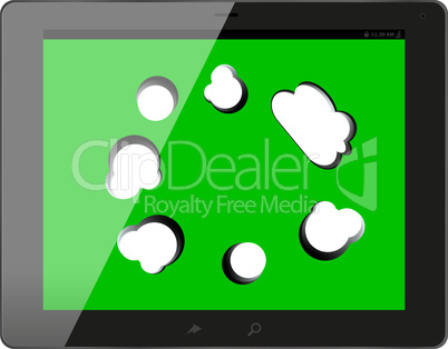 speech bubble on black tablet pc social, network concept