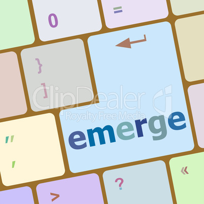 emerge word on keyboard key, notebook computer button