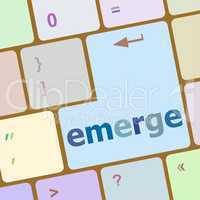emerge word on keyboard key, notebook computer button