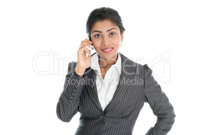 Black business woman using smart phone