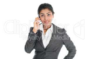 Black business woman using smart phone