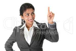 Black businesswoman pointing