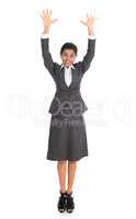 Indian business woman arms raised