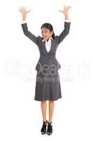 Business woman arms raised