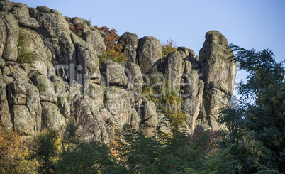 the stone wall of canyon