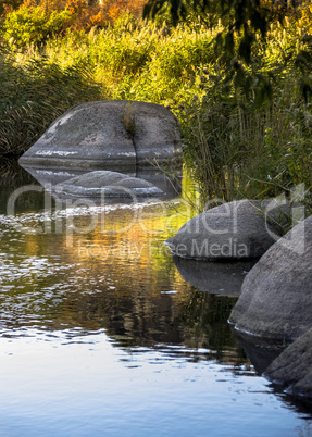 big stones in mountain river