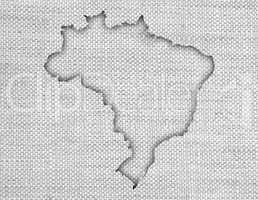 Karte von Brasilien auf altem Leinen