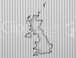 Karte von Großbritannien auf Wellblech,