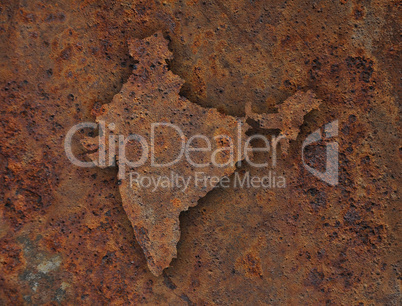 Karte von Indien auf rostigem Metall