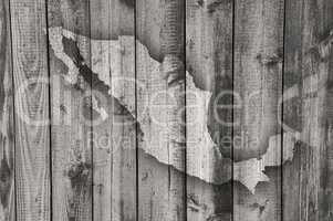 Karte von Mexiko auf verwittertem Holz