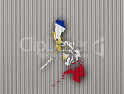 Karte und Fahne der Philippinen auf Wellblech