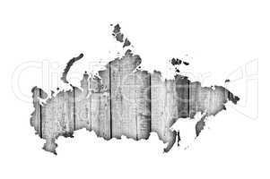 Karte von Russland auf verwittertem Holz