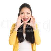 Asian woman shouting