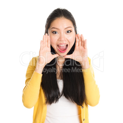 Asian female shouting