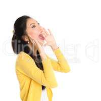 Young Asian woman shouting